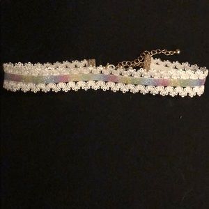 Rainbow lace choker